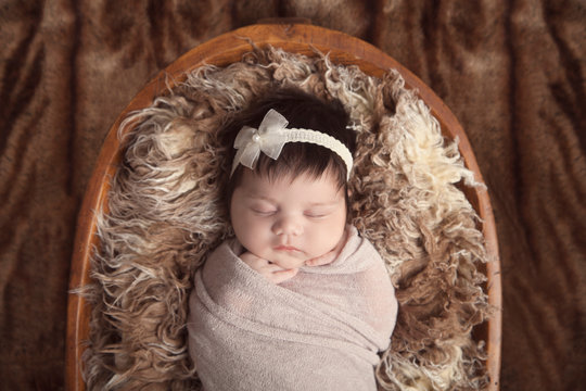 Baby girl sleeping, close up, newborn photography