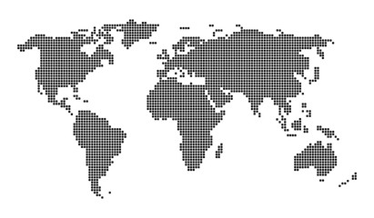 Dotted Pixeled Gray World Map Vector Design