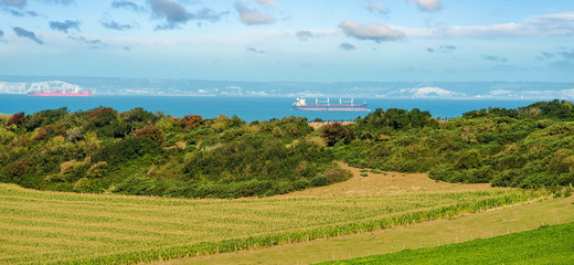 magnificent panorama of the northern coast of France with the view of the English cliffs