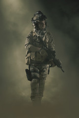 Fototapeta na wymiar Special soldier in action military concept