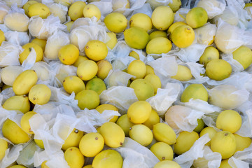 fresh and organic lemons in the market