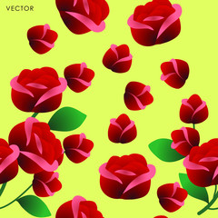 Rose flower seamless pattern, Vector illustration design element