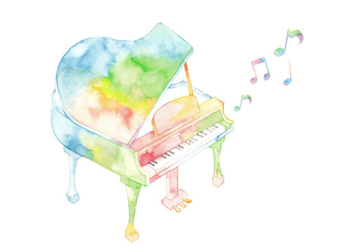 七色ピアノと音符