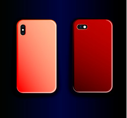 Two vector layout of the cover for the smartphone - peach gradient print and burgundy gradient print. Trending design for smartphone case.