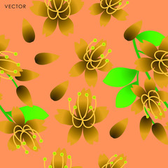 Wild flower seamless pattern, Vector illustration design element