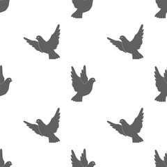 Pigeon or dove silhouettes. Seamless background. Symbol of peace, love, tolerance and trust. Vector illustration.