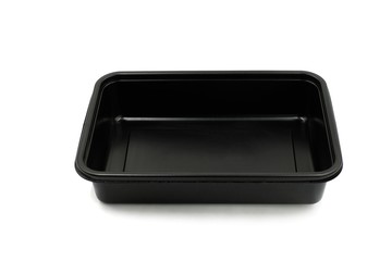 Black plastic box for food in the microwave
