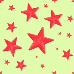 Fototapeta na wymiar Red Star shape seamless with hand drawn style. Solid and flat color vector illustration.