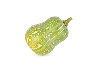 whole fresh butternut pumpkin with stem on white background