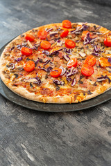Pizza with Ham and Mushrooms