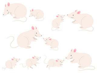 Obraz premium ネズミの親子のイラストセット
