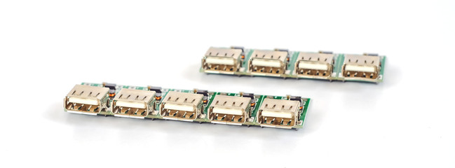 Spare part of female usb on pcb board.