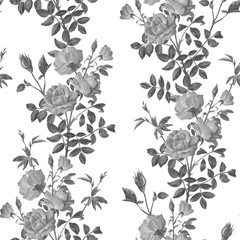 Beautiful monochrome pattern of branches of roses