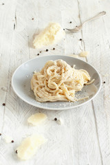 Cacio e pepe, italian cheese and pepper pasta