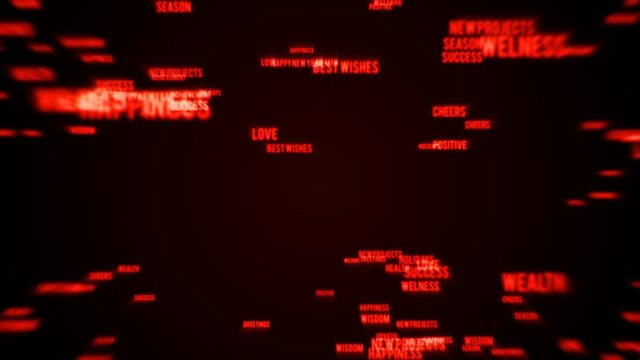 Happy New Year Background Text Reveal/ 4k animation of an abstract christmas and happy new year background with multiple words appearing smoothly