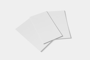 Three Mockup blank business or name card on a white background. 3D rendering