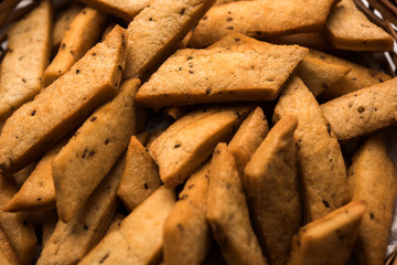 Namakpare or Salty Shakarpara/shakarpare or namkeen Shankarpali, popular diwali food or tea-time snack from Gujarat, India