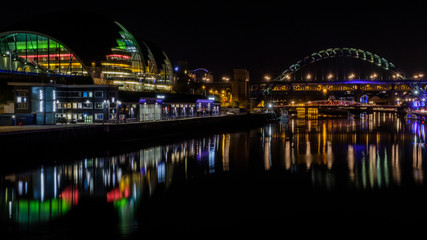 bridge at night in newcastle