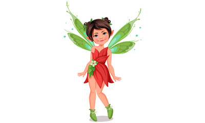 Cute little fairy in standing pose vector illustration