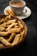 Namakpare or Salty Shakarpara/shakarpare or namkeen Shankarpali, popular diwali food or tea-time snack from Gujarat, India