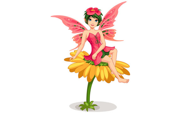 Beautiful flower fairy vector illustration 5