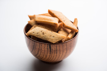 Namakpare or Salty Shakarpara/shakarpare or namkeen Shankarpali, popular diwali food or tea-time snack from Gujarat, India