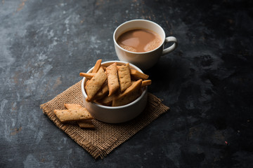 Namakpare or Salty Shakarpara/shakarpare or namkeen Shankarpali, popular diwali food or tea-time snack from Gujarat, India