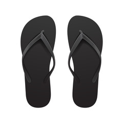 Black Empty Flip Flop set. Vector Design Template of Summer Beach Flip Flops Pair For Advertising, logo print