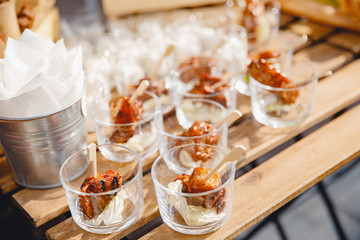 Catering service. Restaurant food table with snack delicious dining