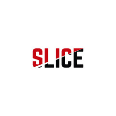 Slice word design. Sliced word.