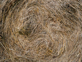 A twisted pile of hay or straw. Tightly Packed for outdoor storage