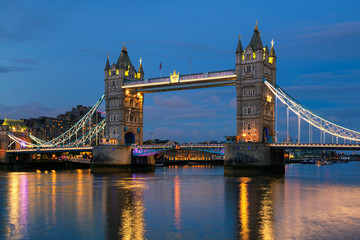 Tower Bridge at night, London UK.