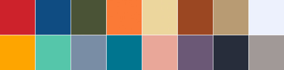16 color swatches from Color Trend Report for Spring - Summer 2020 in banner format
