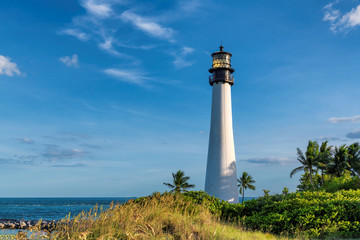 Fototapeta na wymiar Beach Florida Lighthouse. Cape Florida Lighthouse, Key Biscayne, Miami, Florida, USA