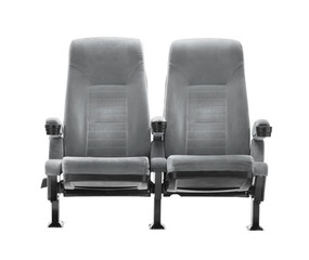 movie theatre chair in couple isolated over white background