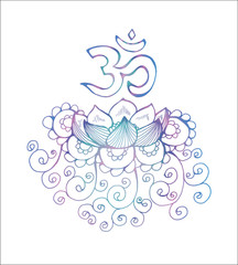 Fototapeta na wymiar Color lotus illustration. Pattern, om and flowertus illustration. Pattern, om and flower