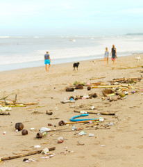 polluted plastic waste beach people