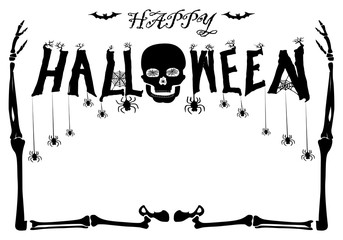Happy Halloween Text Banner, Vector