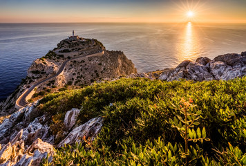 Lighthouse at Cap Formentor during sunrise