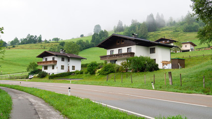 Fototapeta na wymiar Traditional village houses in the Austrian Alps