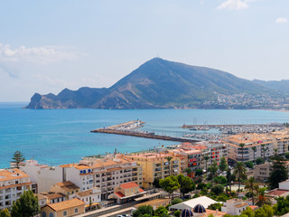 Panorama of the sea and mountains in the city of Altea.
