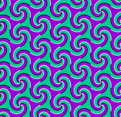 Blue and purple background with twisted elements. Optical illusion of movement. Seamless pattern.