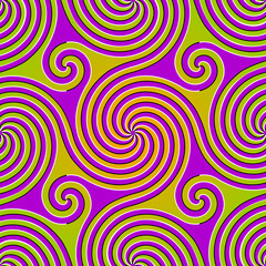 Colorful background with twisted elements. Optical illusion of movement. Seamless pattern.