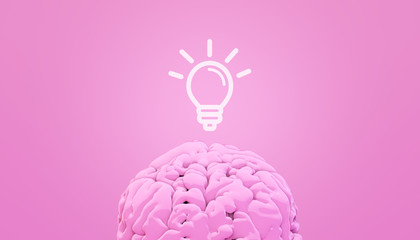 Pink brain idea 3d rendering