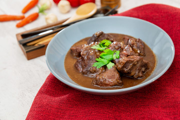 Homemade Beef cheek with wine sauce