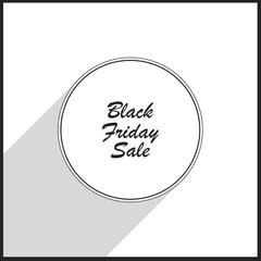 black friday sale badge. black sentence in a circle on white background with grey long shadow. Fully editable vector format