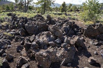 Pile of large black volcanic rock at Craters of the Moon National Monument in Idaho