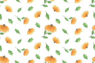 repeat pattern of rudbeckia garden flower, simple botanical ornament