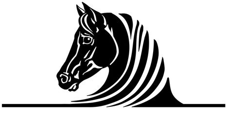 head of black horse. Logo, emblem, tattoo template
