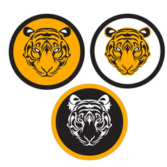 Vector tiger head, face for retro logos, emblems, badges, labels template and t-shirt vintage design element. Isolated on white background